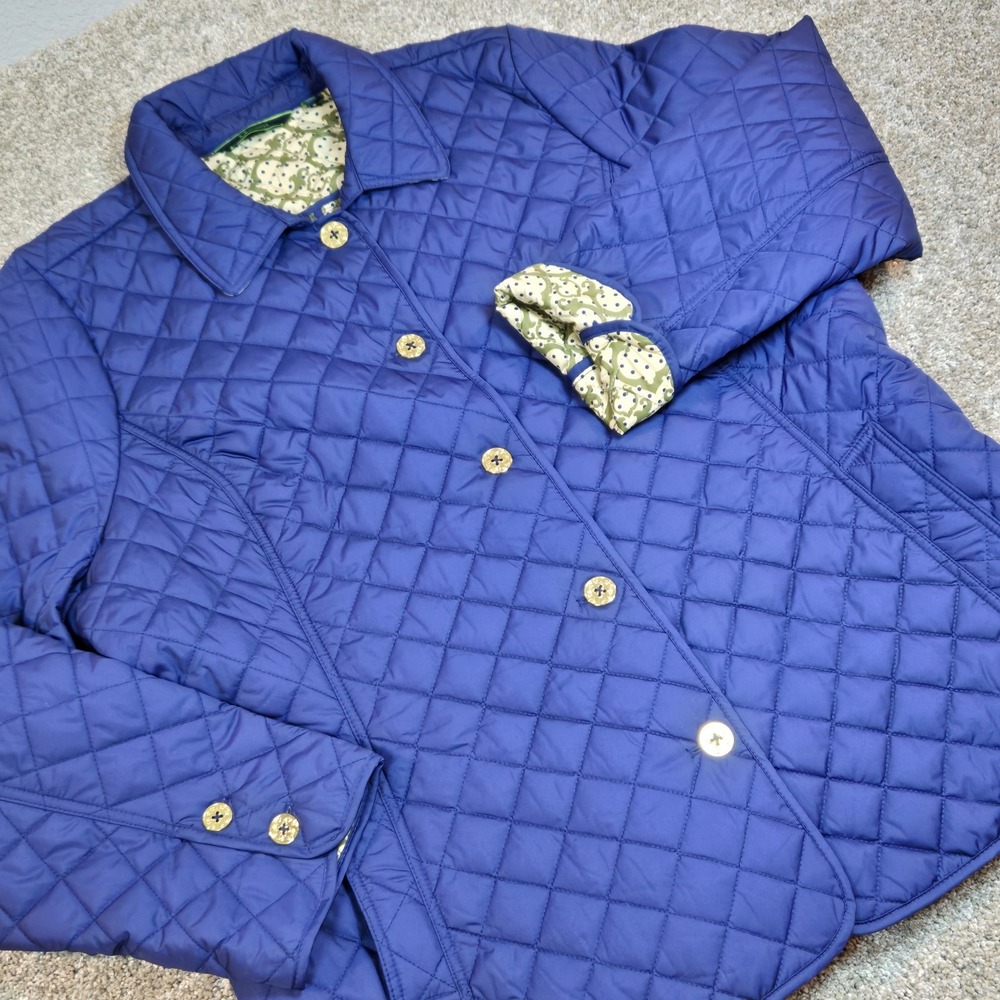 C Wonder Women's Quilted Jacket Womans  Blue Lightweight Size XL Button